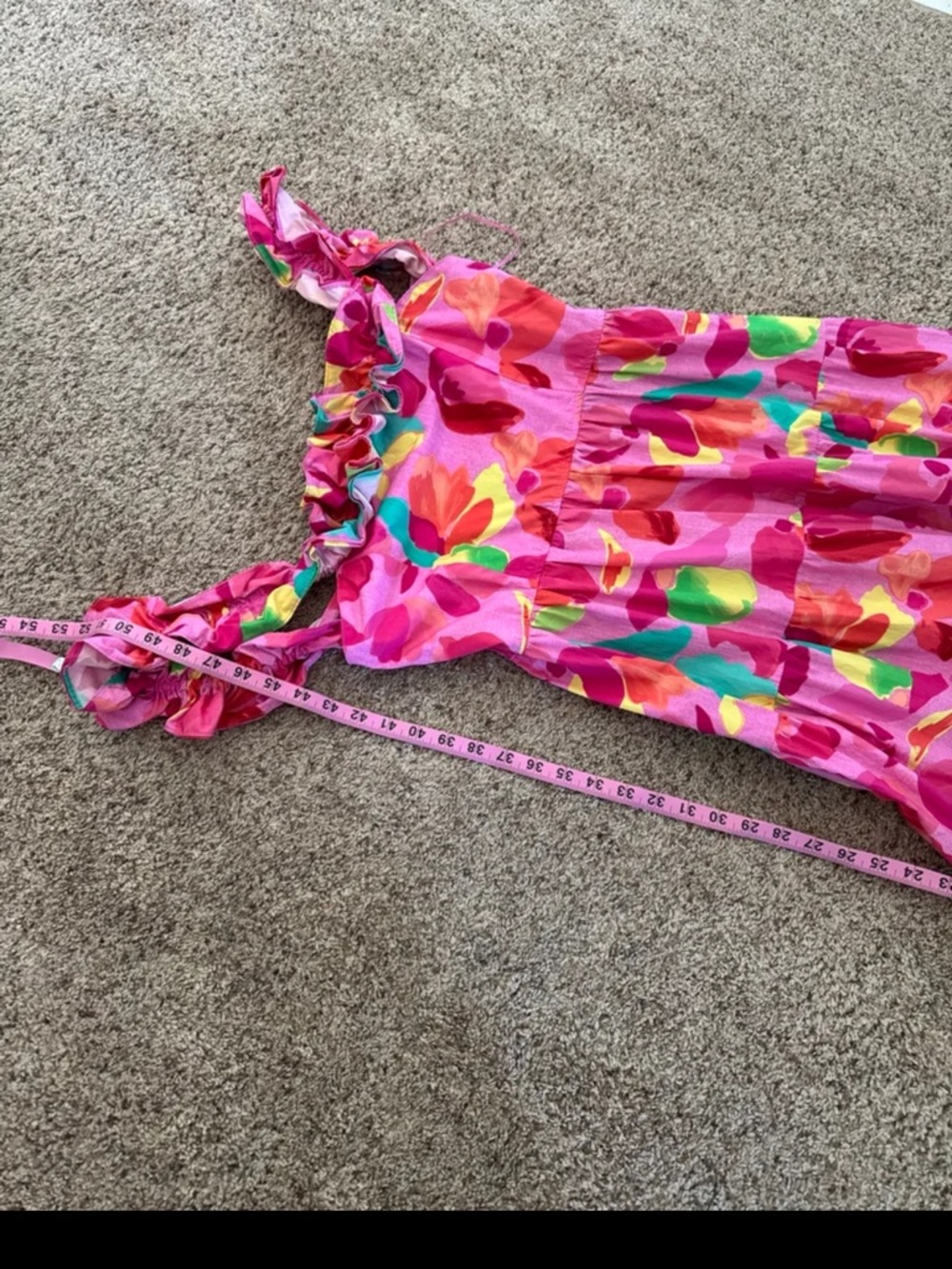 Peach Love California Blooming Affair Floral Print Back-Tie Maxi Dress Sz Large - Picture 11 of 12
